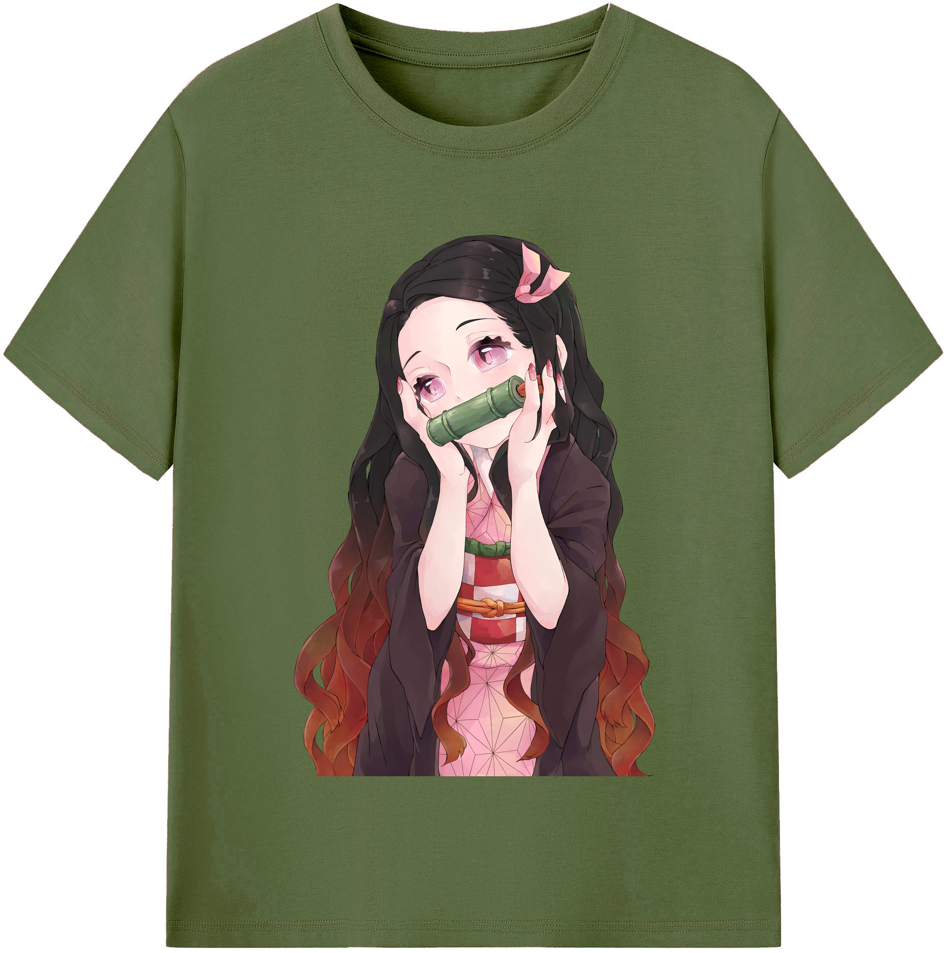 （画像用） 鬼滅の刃（きめつのやいば）竈門 禰󠄀豆子／かまど ねずこ Kamado Nezuko 綿100％半袖Tシャツ（フロントプリント）